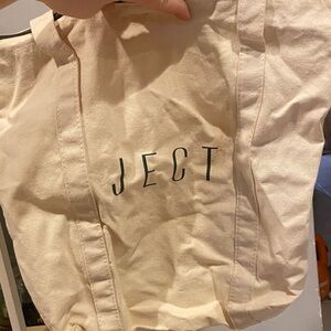 Canvas Tote Bag with 'JECT' Lettering - Cream